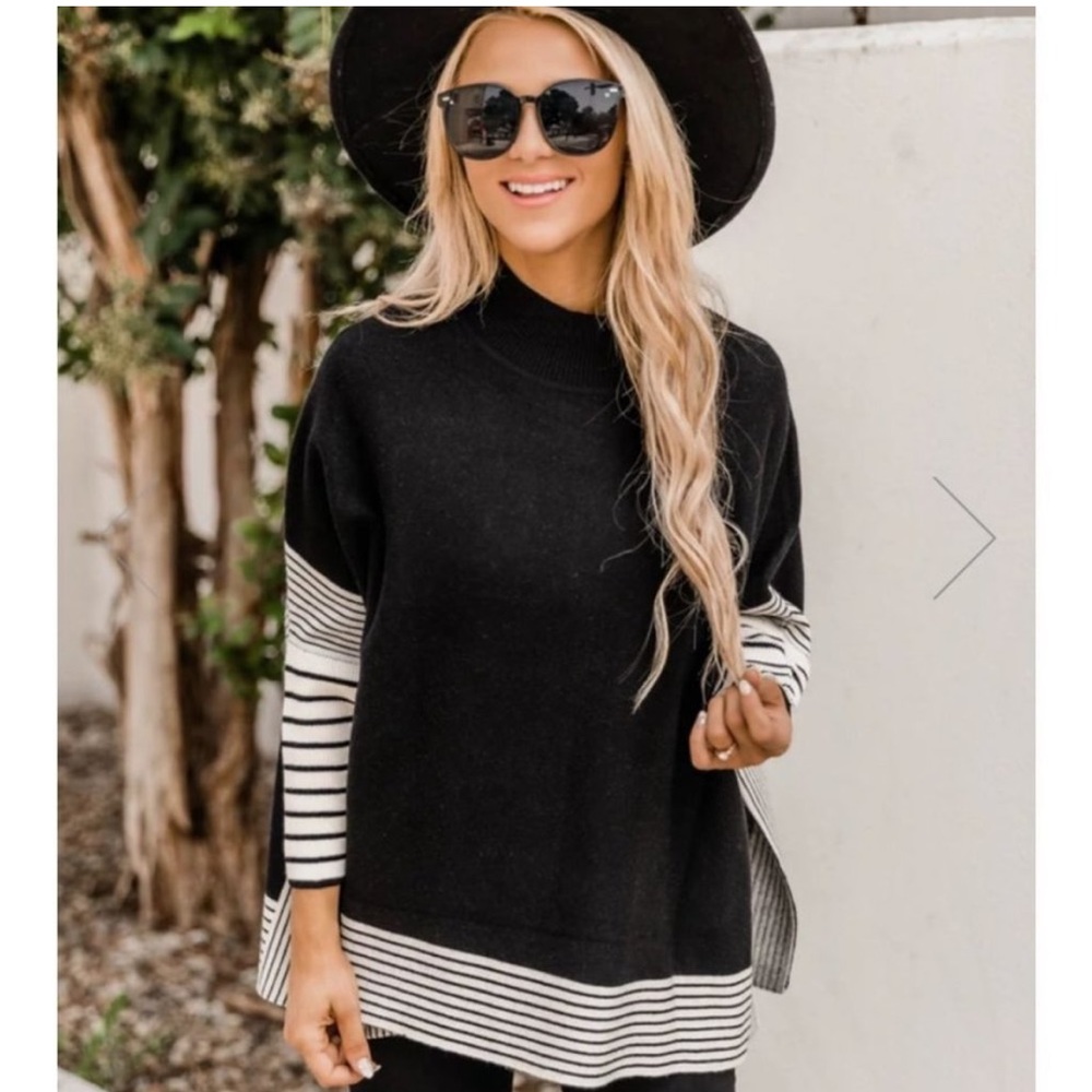 Pink Lily Black Poncho